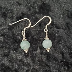 Jade w/Sterling 925 Stamped Silver & Swarovski Crystals Earrings.  NWT